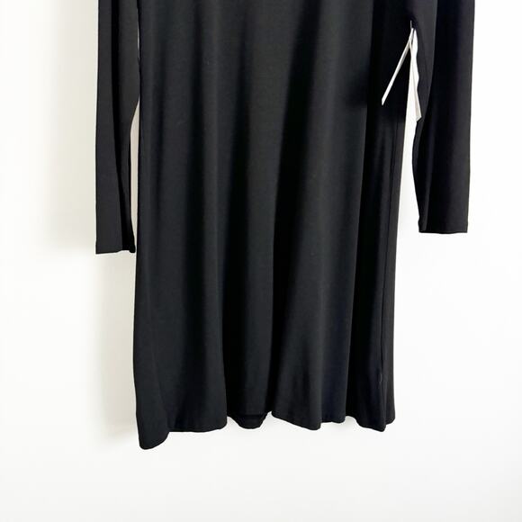 EILEEN FISHER Drape Cowl Neck Jersey Knit Dress Black Large Petite - Picture 5 of 9